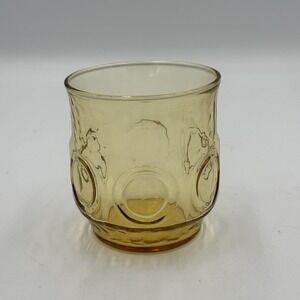 Anchor Hocking Heritage Hill Honey Gold Juice Glass Thumbprint Amber Vintage